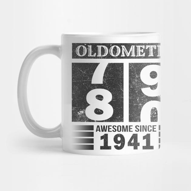 Oldometer 79-80 Awesome Since 1941 Funny 80th Birthday Gift by Kens Shop